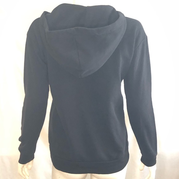 Woman’s black pull over hoodie with white laced front - Picture 10 of 13